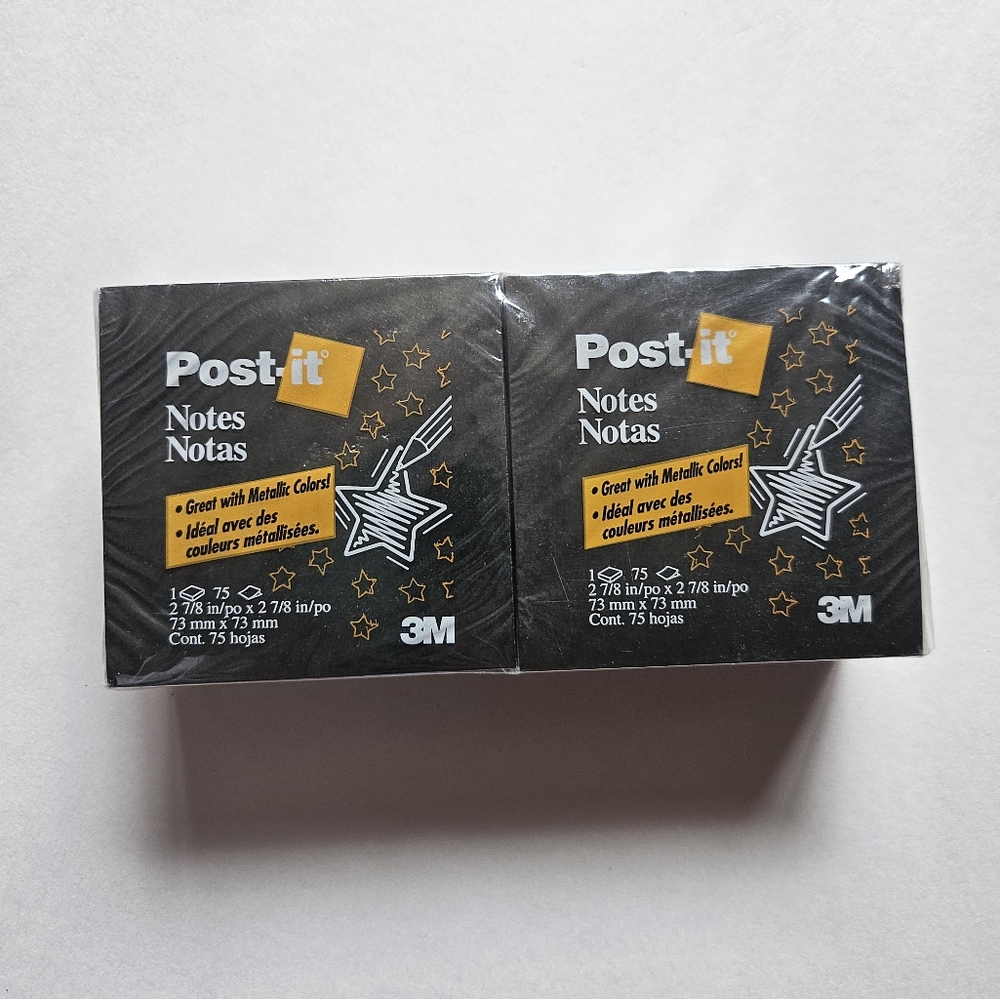 Post-it Sticky Notes black Notepads 4 metallic colors bulk buy 75 sheets/10 Pads